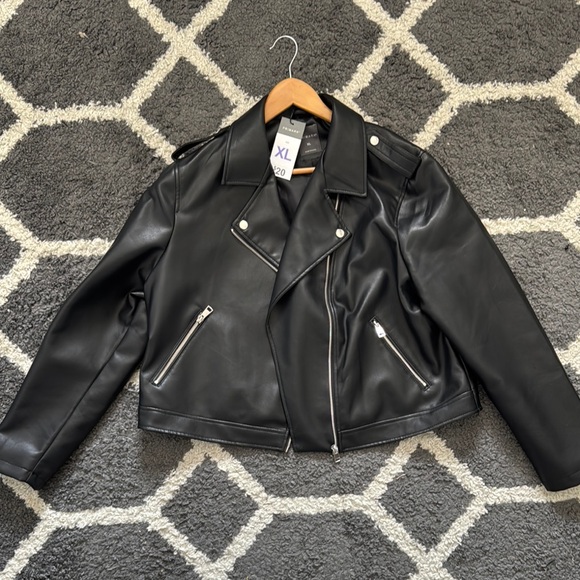 Primark Black Leather Moto Jacket Asymmetrical Zipper - Picture 1 of 1